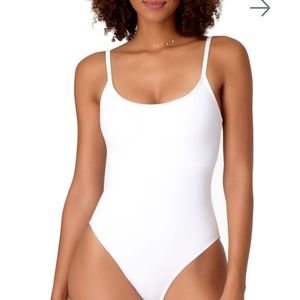 Anne Cole white bathing suit high cut leg size14